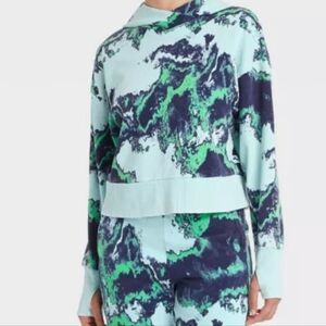 JoyLab Cropped Marbled Water Color Hoodie